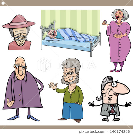 cartoon illustration of seniors people characters set cartoon illustration of seniors people characters set 140174266