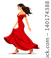 Woman red dress vector profile view 140174388