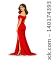 Woman red dress vector shoulder look 140174393