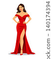 Woman red dress vector akimbo pose 140174394