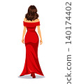 Woman back view red gown vector 140174402