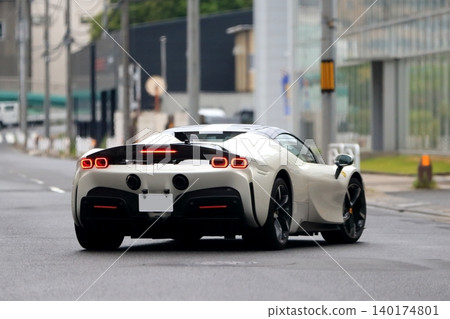 Image of a white Italian sports car Image of a white Italian sports car 140174801