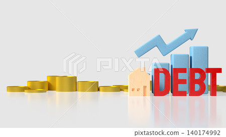 Rising Home Debt With Financial Growth Chart 3d render. Rising Home Debt With Financial Growth Chart 3d render. 140174992