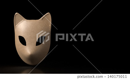 Mysterious Fox Mask in Darkness 3d render. Mysterious Fox Mask in Darkness 3d render. 140175011