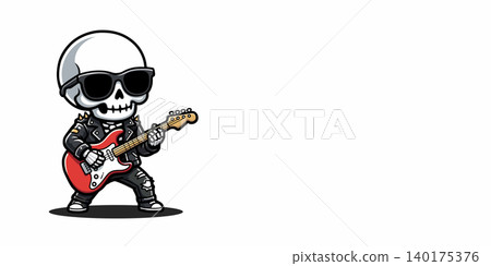 Skeleton rocker musician playing red electric guitar with skeleton musician electric sunglasses character illustration performer instrument performance guitarist isolated animation Skeleton rocker musician playing red electric guitar with skeleton musician electric sunglasses character illustration performer instrument performance guitarist isolated animation 140175376