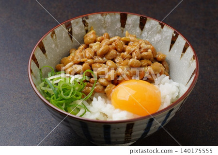 Natto and egg over rice Natto and egg over rice 140175555
