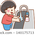 Boy washing hands in the tap Boy washing hands in the tap 140175713