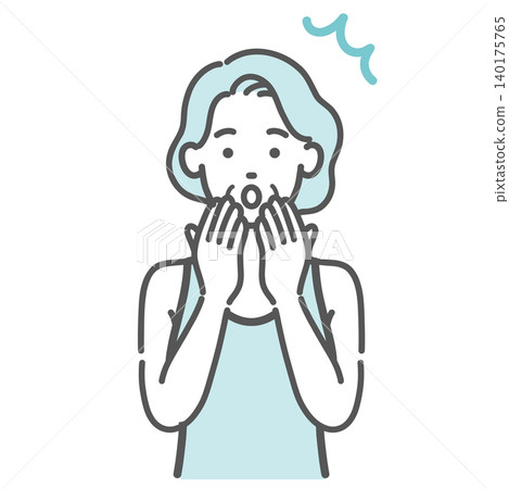 An illustration of a senior woman in sportswear striking a surprised pose. An illustration of a senior woman in sportswear striking a surprised pose. 140175765