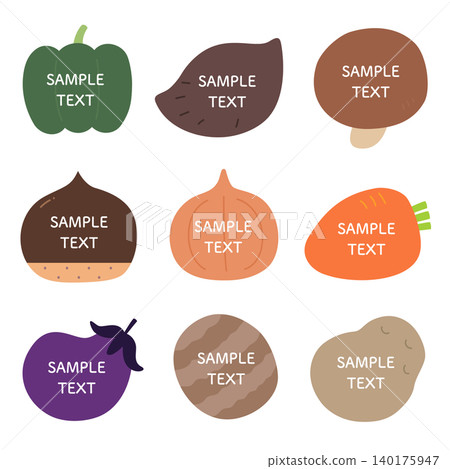 Autumn vegetable frame set (pumpkin, sweet potato, shiitake mushroom, chestnut, onion, carrot, eggplant, taro, potato) 140175947