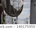 A convex mirror reflecting the cityscape 140175950