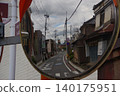 A retro shopping street's convex mirror 140175951