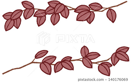 Simple, hand-drawn style frame of branches and leaves 140176069