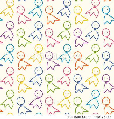 Cute, colorful hand-drawn teru teru bozu (weather doll) patterns. A motif of the Japanese rainy season. A pattern that can be used as a background. Cute, colorful hand-drawn teru teru bozu (weather doll) patterns. A motif of the Japanese rainy season. A pattern that can be used as a background. 140176258