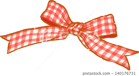 Cottagecore Red and White Mini Gingham Ribbon Bow Whimsical Hand Drawn Cottagecore Red and White Mini Gingham Ribbon Bow Whimsical Hand Drawn 140176731