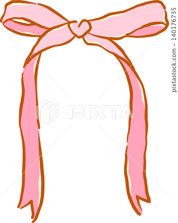 Retro Pink Long Ribbon Bow Whimsical Hand Drawn Doodle Retro Pink Long Ribbon Bow Whimsical Hand Drawn Doodle 140176735