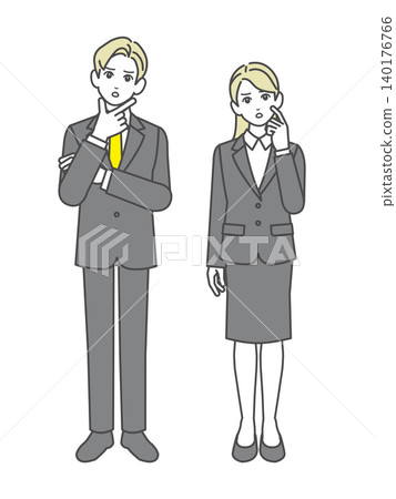 Thinking business person men and women Thinking business person men and women 140176766