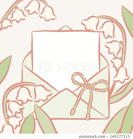 Kawaii Soft Pastel Hand Drawn Lily of the Valley Envelope Letter Ribbon Message Card Kawaii Soft Pastel Hand Drawn Lily of the Valley Envelope Letter Ribbon Message Card 140177115