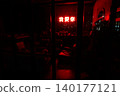 Abstract Red Bokeh Lights Background in Urban Night Scene 140177121
