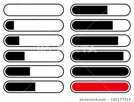 Vector illustration set of progress bars for displaying progress percentages. Vector illustration set of progress bars for displaying progress percentages. 140177414
