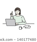 一位微笑的女性正在使用電腦。 140177480