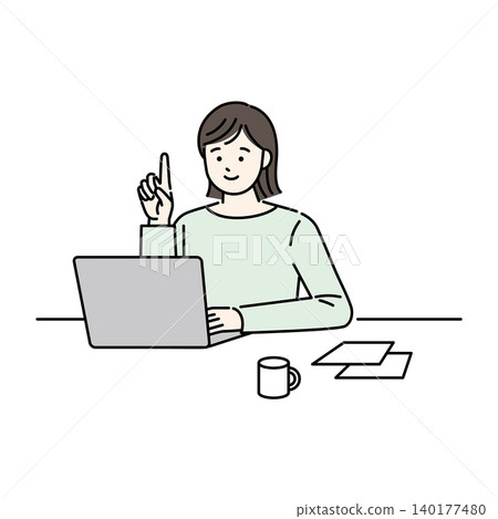 一位微笑的女性正在使用電腦。 一位微笑的女性正在使用電腦。 140177480