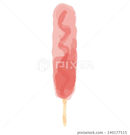 Watercolor-style hand-drawn illustration of a frankfurter skewer 140177515