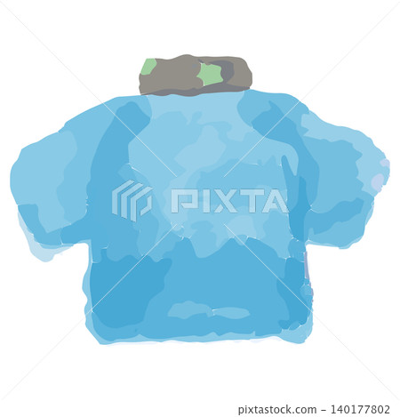 Watercolor-style happi coat (back view) (light blue) - hand-drawn illustration material 140177802