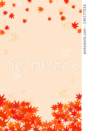 Autumn leaves Japanese style frame 2_vertical 140177816