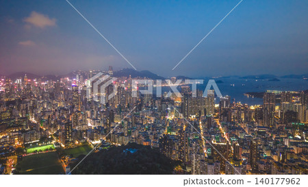 May 29 2022 Night view of Kowloon showing dense building May 29 2022 Night view of Kowloon showing dense building 140177962