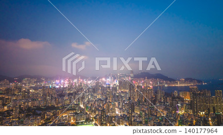 May 29 2022 Night view of Kowloon showing dense building May 29 2022 Night view of Kowloon showing dense building 140177964