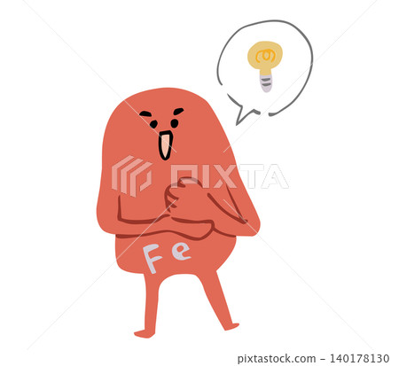 一個帶有閃光鐵元素的字符；燈泡符號；沒有輪廓。 140178130