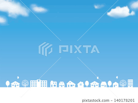 湛藍的天空和白色的城市，背景很簡單。 140178201