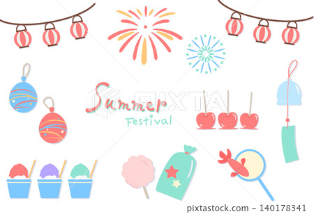 一套時尚可愛的夏季節日插畫。 一套時尚可愛的夏季節日插畫。 140178341