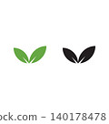 green leaf icon in flat style  on white background. leaf icon set. nature icon  leaf vector illustration. 140178478