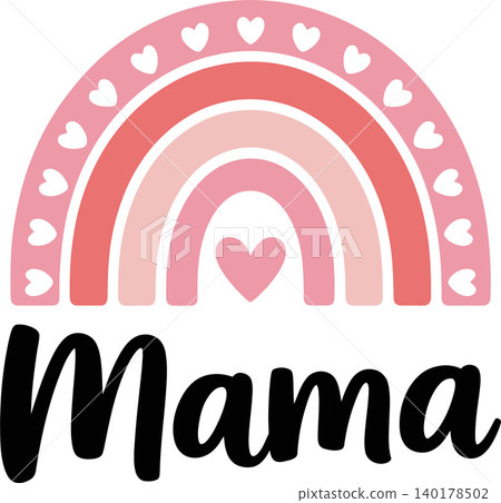 Mama Rainbow With Hearts for Mother's Day Illustration Mama Rainbow With Hearts for Mother's Day Illustration 140178502