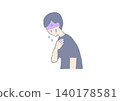 一幅描繪男子身體不適的插圖 140178581