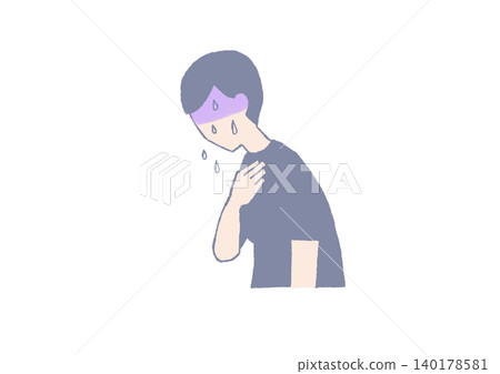 一幅描繪男子身體不適的插圖 140178581