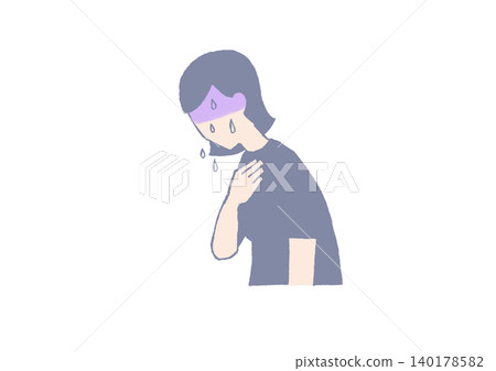 一位感到不舒服的女性的插圖 140178582