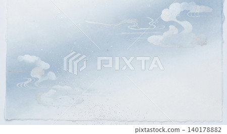 A cool background material featuring a light blue gradient washi paper with a silver mist pattern and silver powder. A cool background material featuring a light blue gradient washi paper with a silver mist pattern and silver powder. 140178882