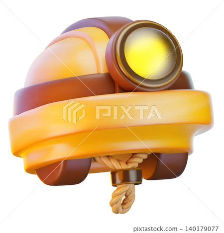 miner helmet 3d render icon, hat illustration 140179077