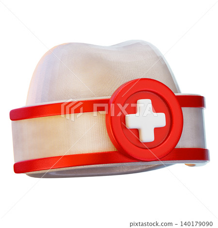 vintage nurse cap 3d render icon, hat illustration 140179090