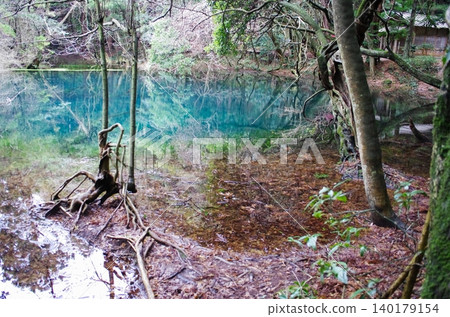 The mystical Maruike Pond, shining with an emerald green hue. The mystical Maruike Pond, shining with an emerald green hue. 140179154