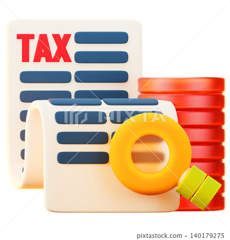 tax audit 3d render icon, hat illustration 140179275