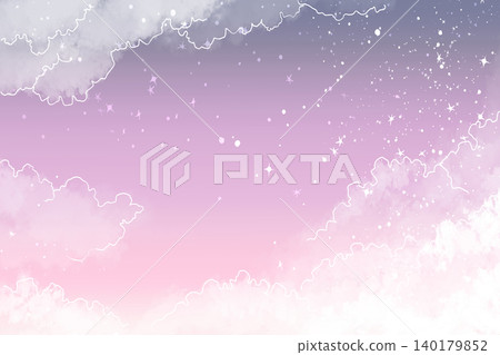 星光柔和的天空背景：夢幻般的素材，包含飄渺的雲朵和閃爍的星星。 140179852