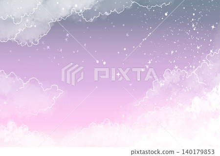 星光柔和的天空背景：夢幻般的素材，包含飄渺的雲朵和閃爍的星星。 140179853