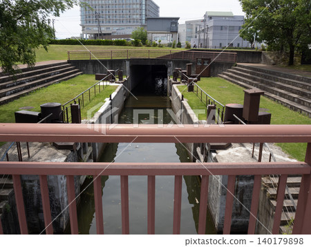 Ushijima Lock Gate at Fugan Canal Kansui Park 140179898