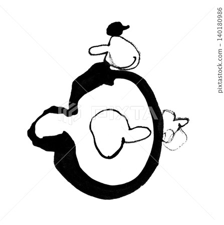 [Transparent Background] Abstract ink painting of rounded figures, profiles, and characters. 140180986