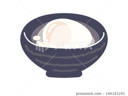 Japanese food illustration of a soft-boiled egg served in a bowl Japanese food illustration of a soft-boiled egg served in a bowl 140181241