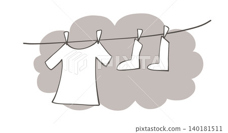 Hanging laundry outside to dry, air pollution Hanging laundry outside to dry, air pollution 140181511