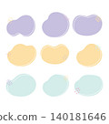 A set of hand-drawn speech bubble frames in soft, gentle colors. 140181646